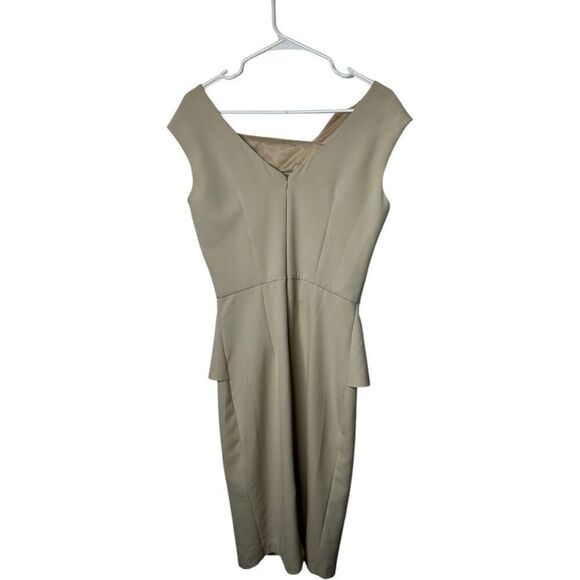 Rinascimento Italy Cream Peplum Knee Length Dress Size M Clean Girl Old Money - Picture 3 of 15